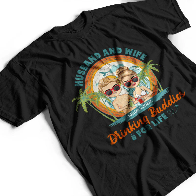 Husband And Wife Travel Partners For Life - Gift For Couples - Personalized Custom T Shirt - Image 3