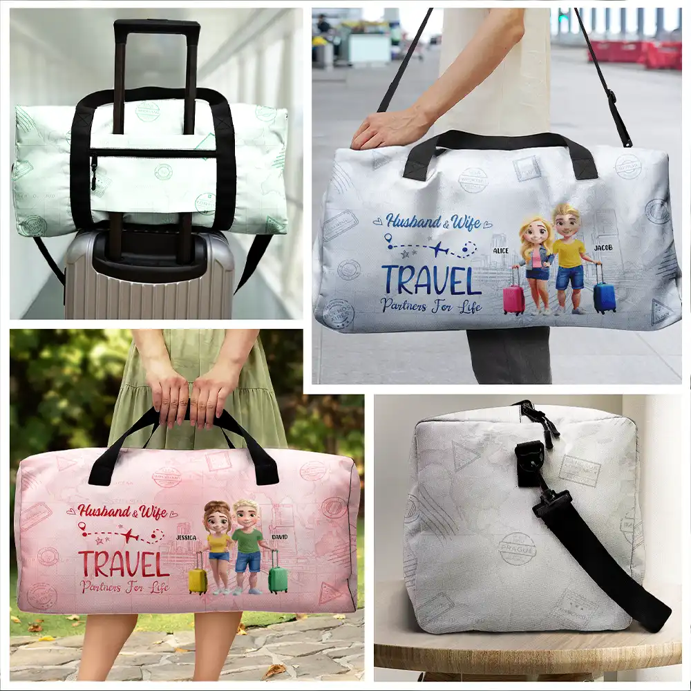 Husband And Wife Travel Partners For Life - Personalized Duffle Bag - Image 3