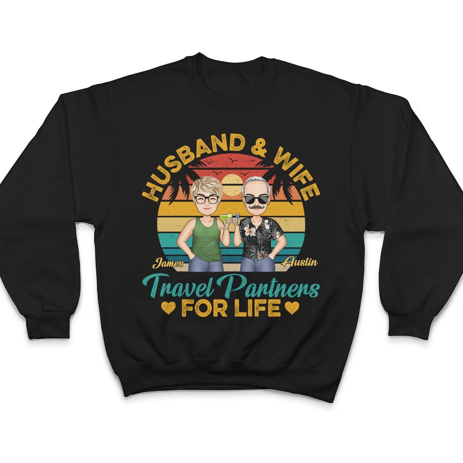 Husband And Wife Travel Partners For Life Traveling Couples Beach Vacation - Anniversary, Birthday Gift For Spouse, Boyfriend, Girlfriend - Personalized Custom T Shirt - Image 5