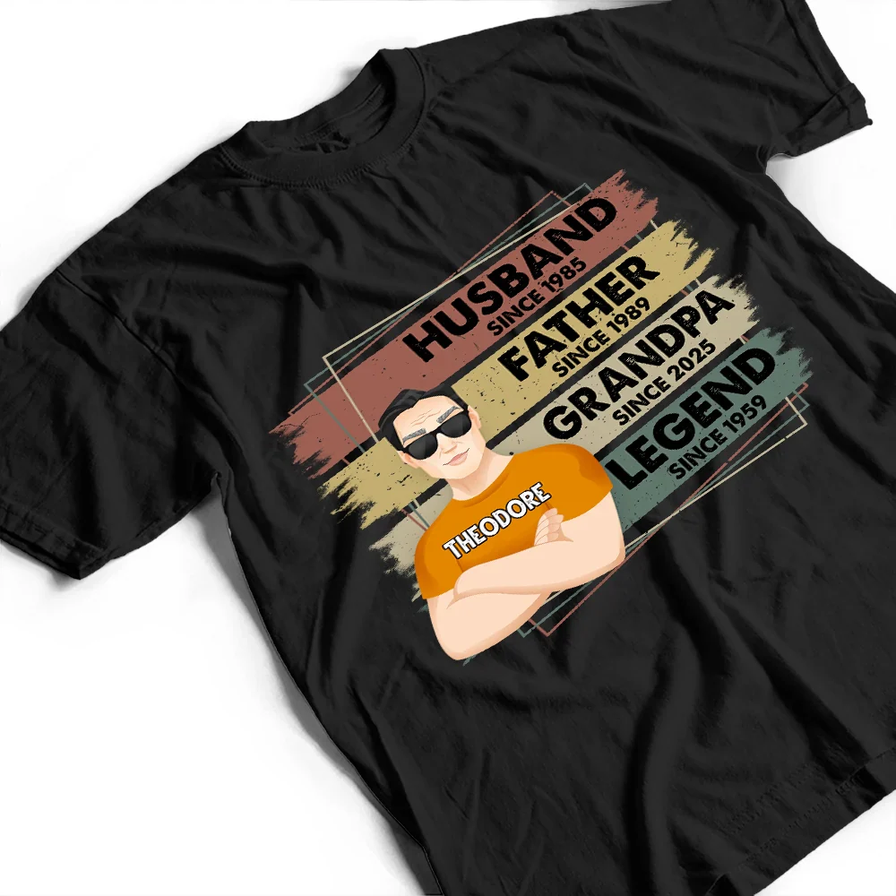 Husband Father Grandpa Legend - Personalized T Shirt - Image 3