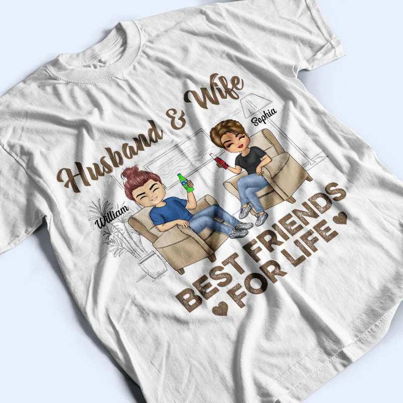 Husband Wife Best Friends For Life - Couple Gift - Personalized Custom T Shirt - Image 3