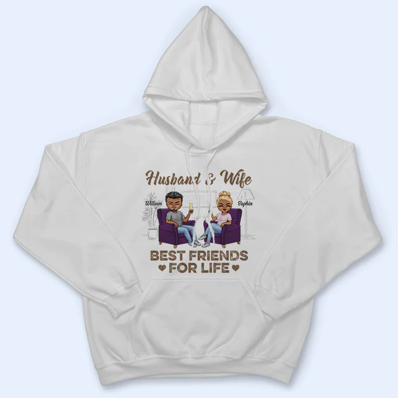 Husband Wife Best Friends For Life - Couple Gift - Personalized Custom T Shirt - Image 4