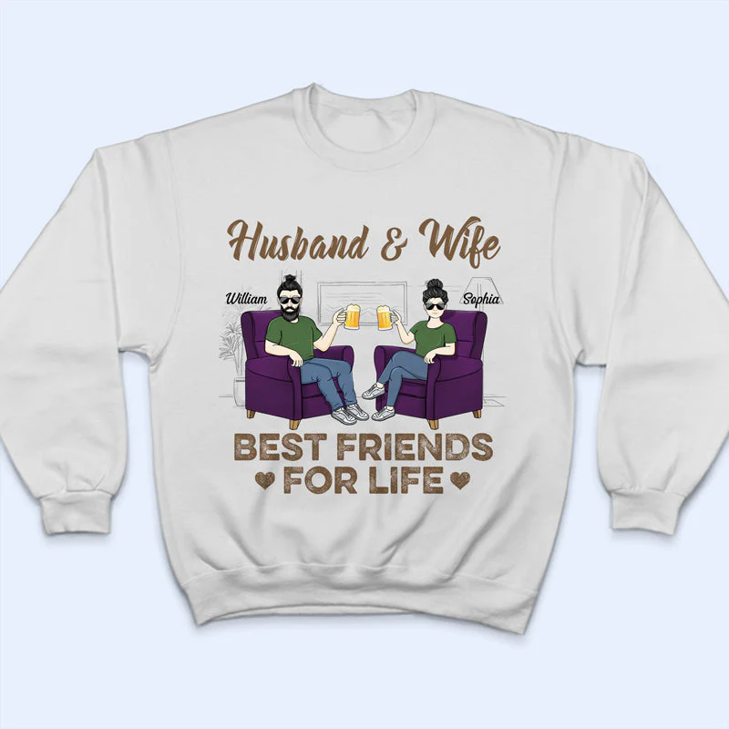 Husband Wife Best Friends For Life - Gift For Couples - Personalized Custom T Shirt - Image 4