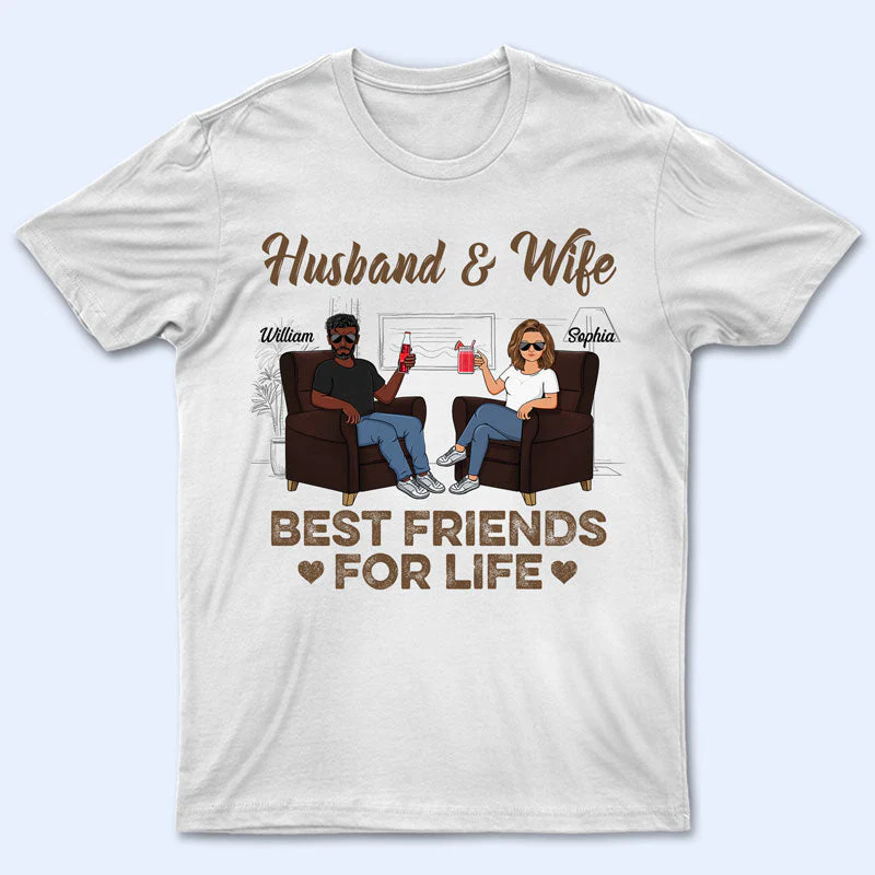 Husband Wife Best Friends For Life - Gift For Couples - Personalized Custom T Shirt - Image 5