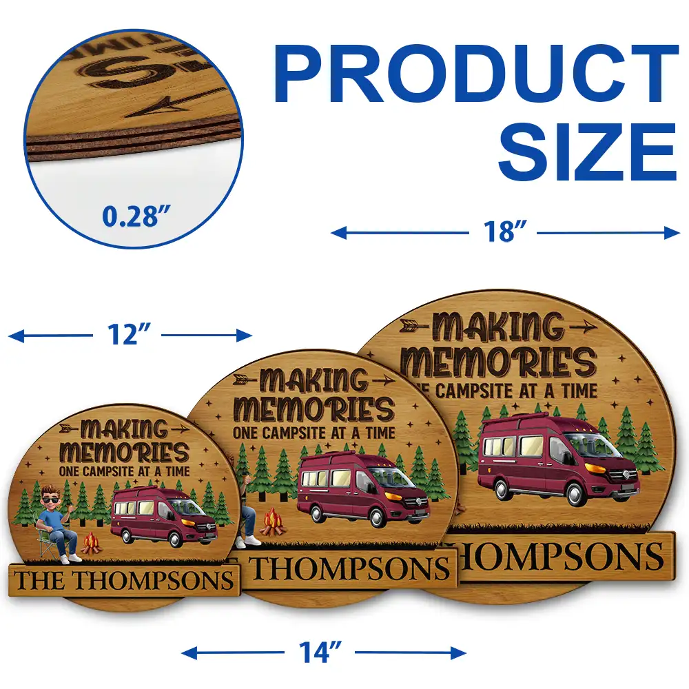 Husband & Wife Camping Partners For Life Couple - Personalized Custom Shaped Wood Sign - Image 5
