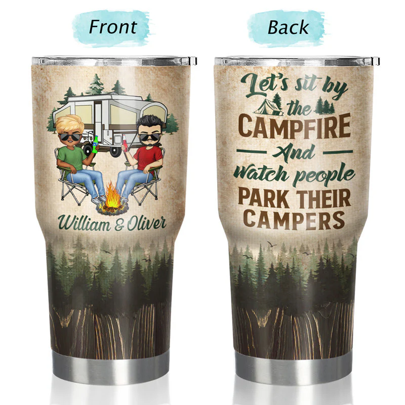 Husband & Wife Camping Partners For Life - Gift For Camping Couples - Personalized Custom 30 Oz Tumbler - Image 3