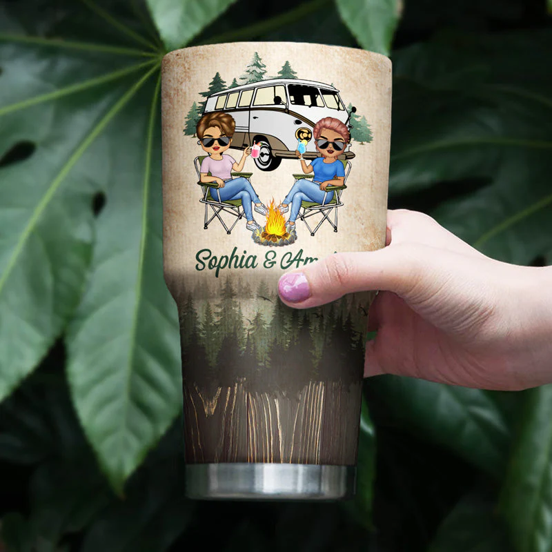 Husband & Wife Camping Partners For Life - Gift For Camping Couples - Personalized Custom 30 Oz Tumbler - Image 4