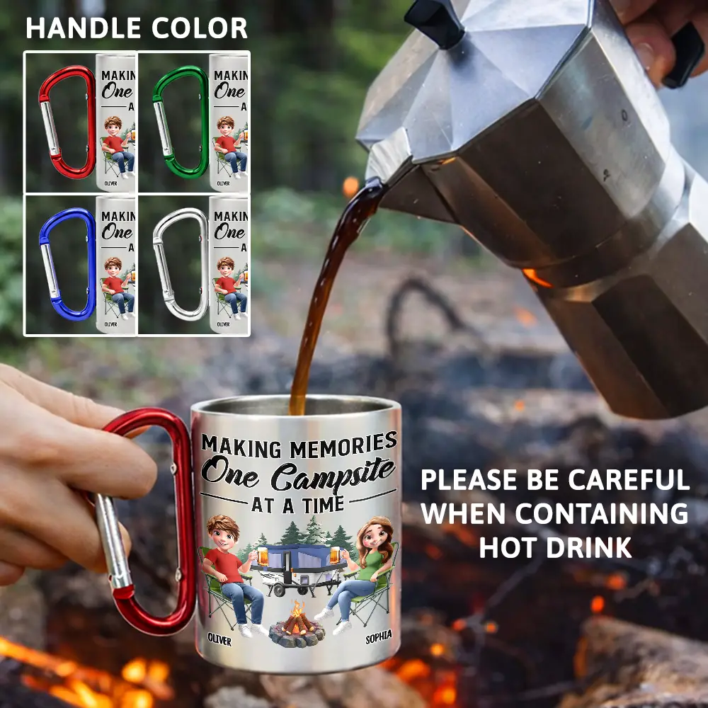 Husband & Wife Camping Partners For Life - Personalized Carabiner Mug - Image 3