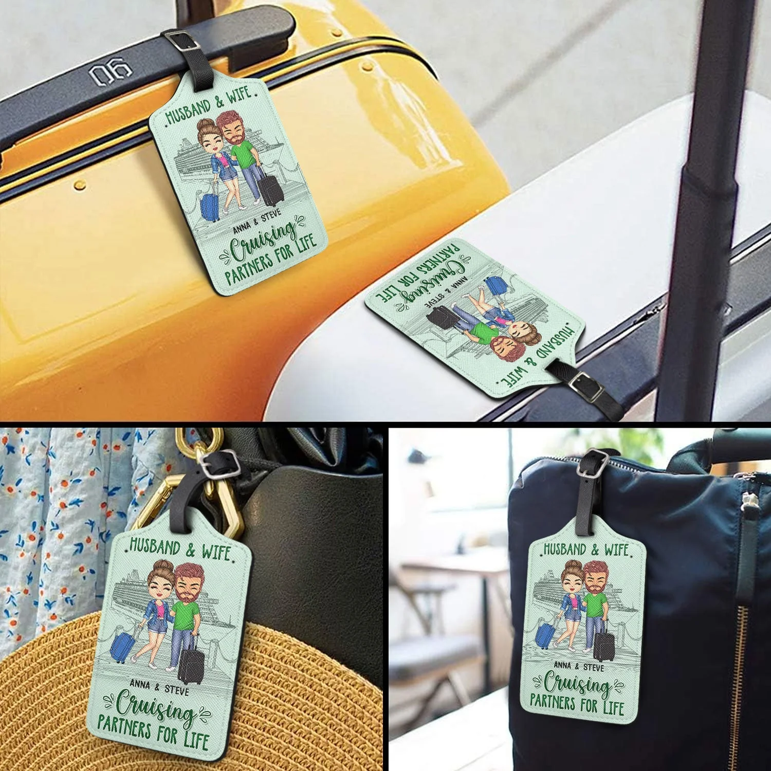 Husband & Wife Cruising Partners For Life - Gift For Couples - Personalized Luggage Tag - Image 3