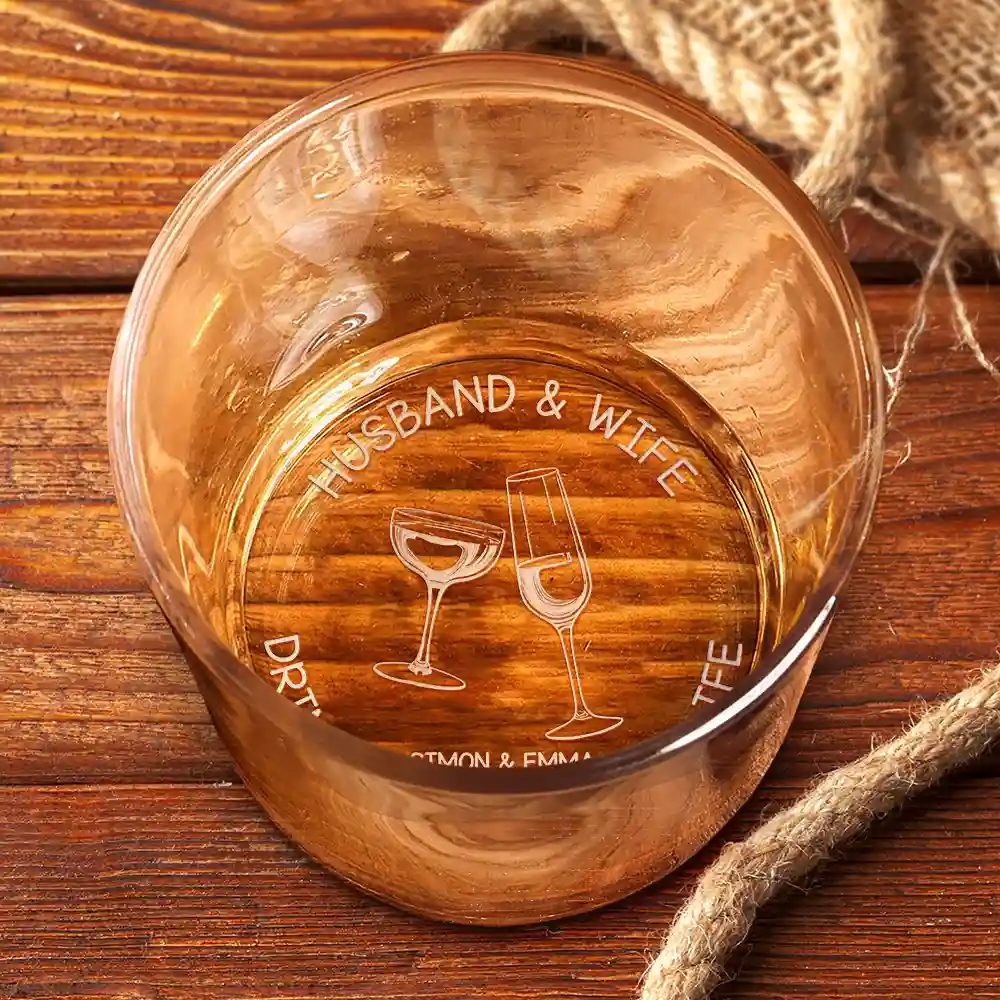 Husband & Wife Drinking Buddies For Life - Personalized Engraved Whiskey Glass - Image 3