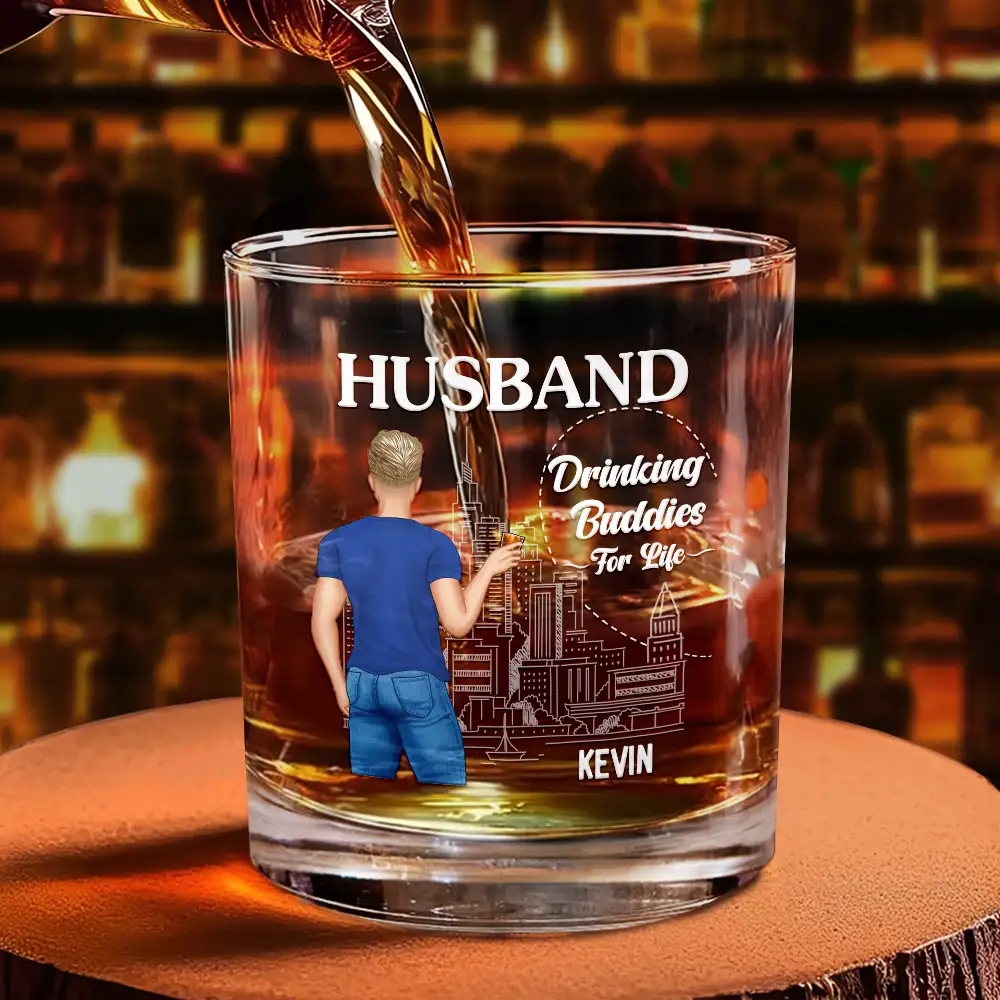 Husband & Wife Drinking Partners For Life - Personalized Combo Wine & Whiskey Glass - Image 4