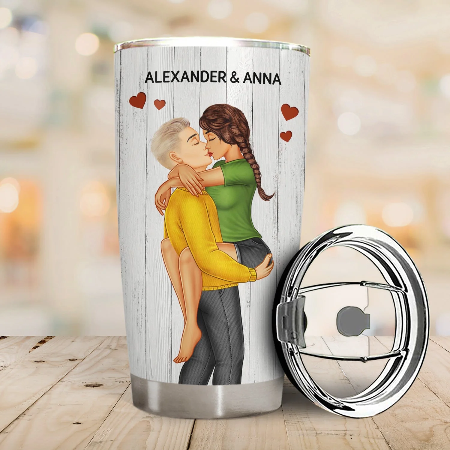 I Adore You And Love Every Part Of You Kissing Couple - Anniversary, Vacation, Funny Gift For Couples, Family - Personalized Tumbler - Image 2