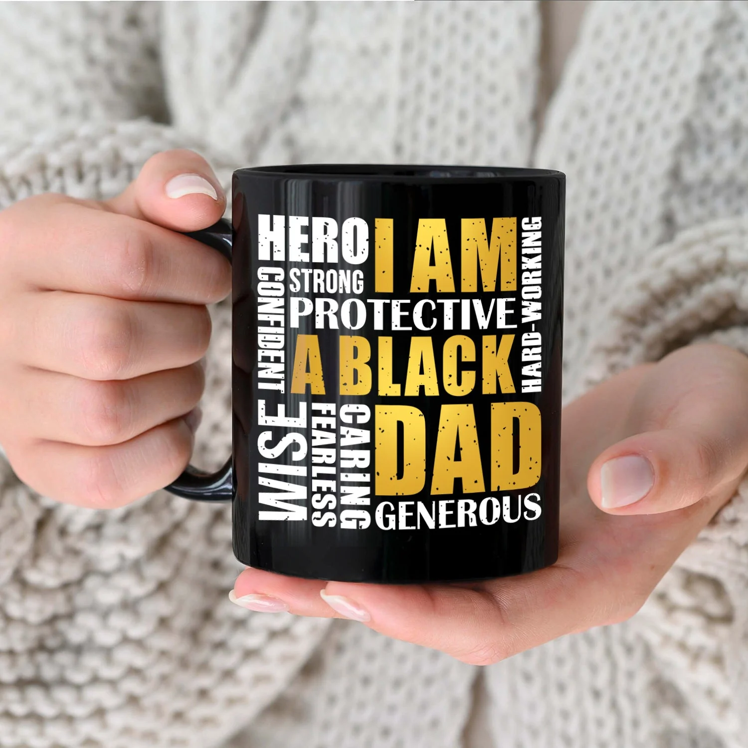 I Am A Black Dad - Personalized Black Mug - Image 3