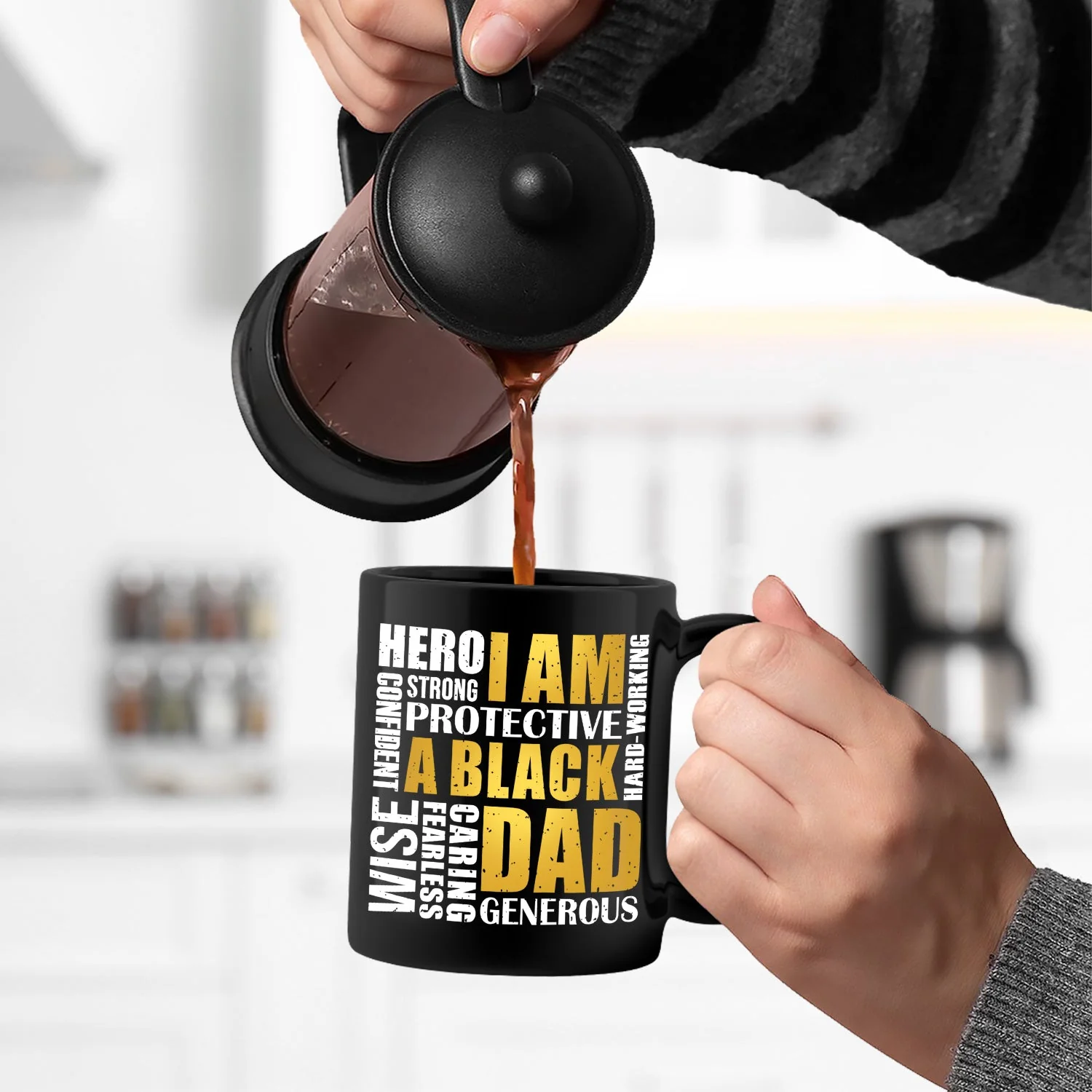 I Am A Black Dad - Personalized Black Mug - Image 5