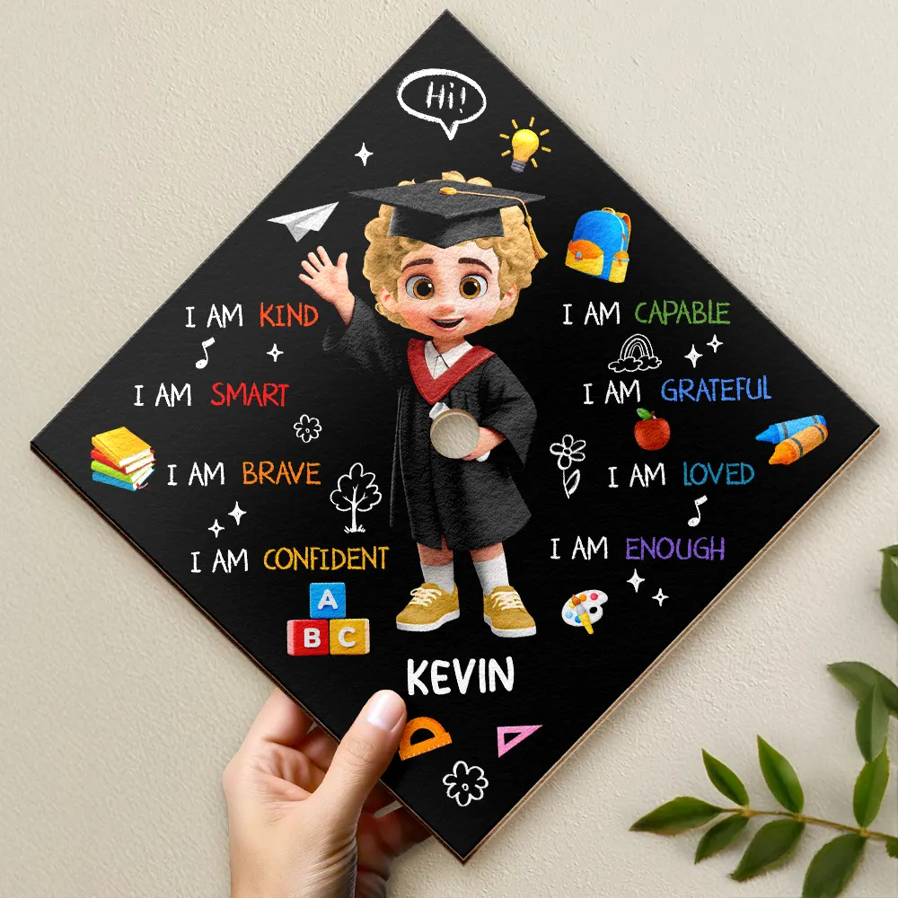 I Am A Pre-K Kindergarten Graduate - Personalized Graduation Cap Topper - Image 2