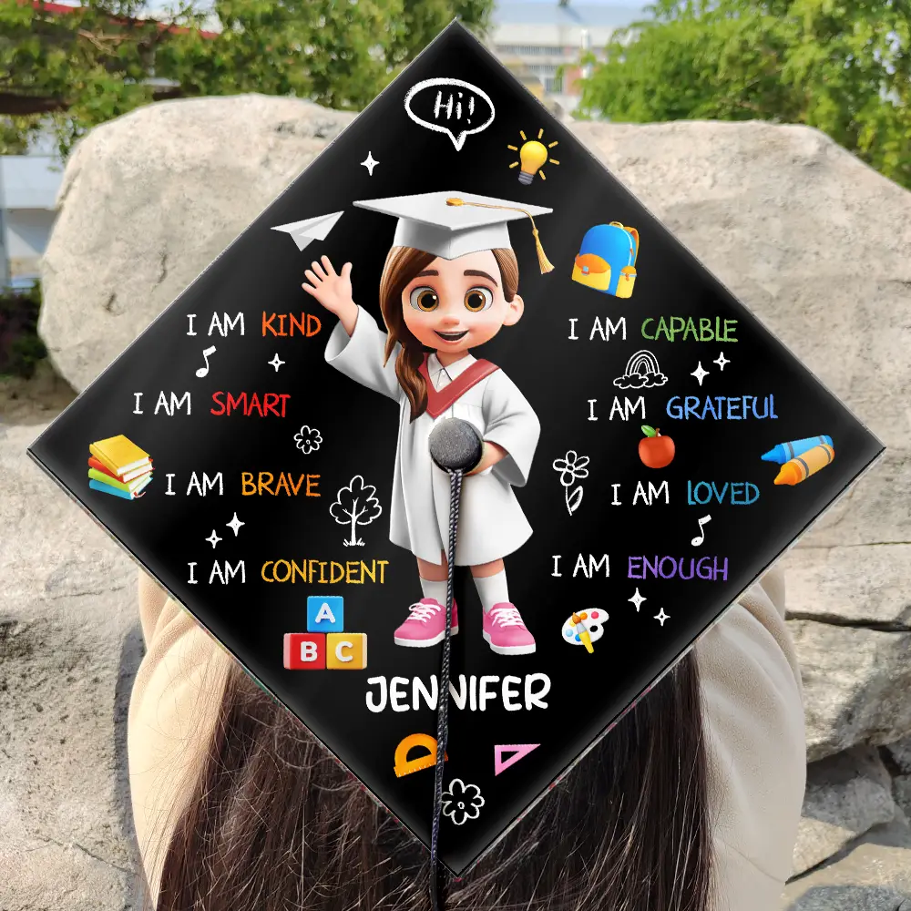 I Am A Pre-K Kindergarten Graduate - Personalized Graduation Cap Topper - Image 3