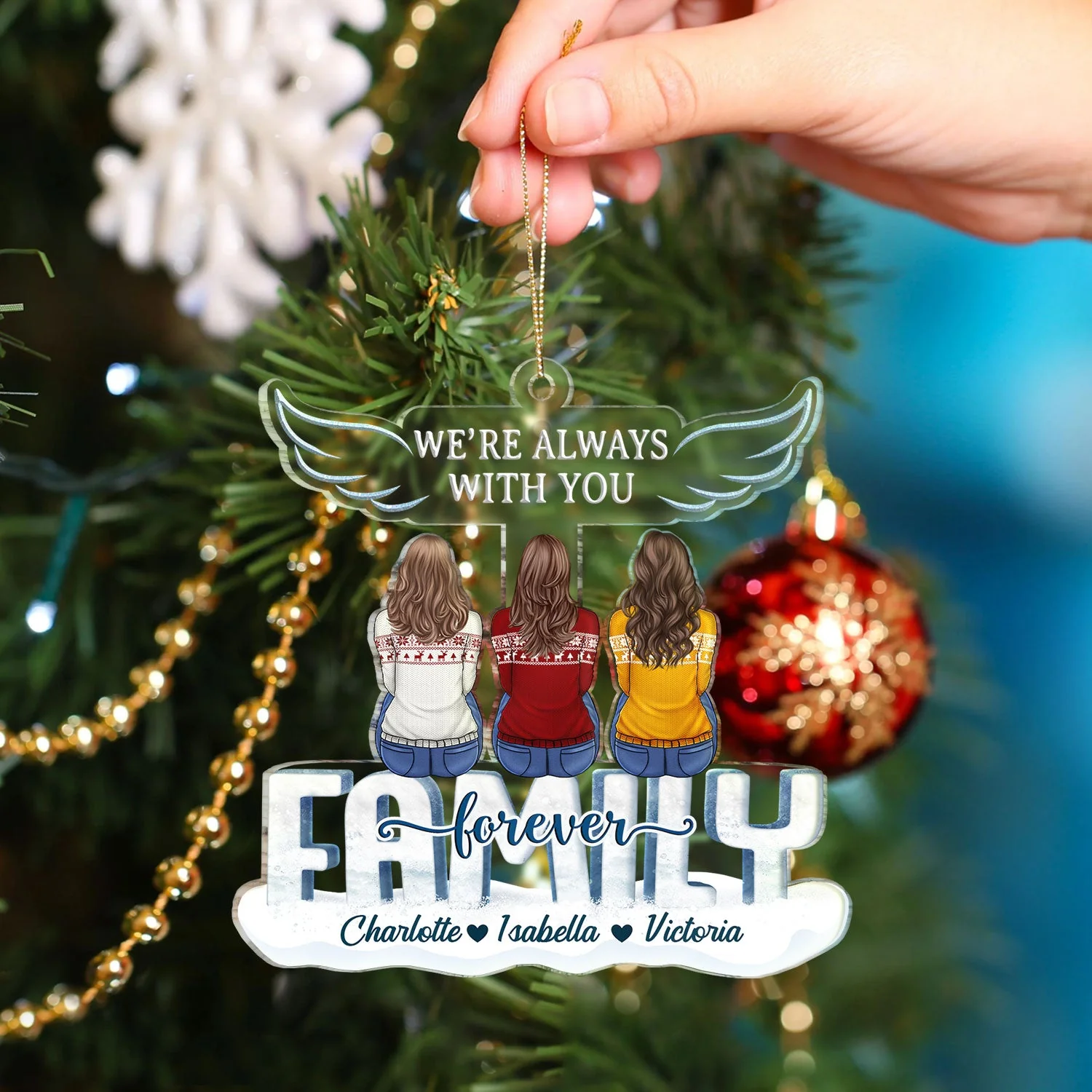 I Am Always With You Angle Wings - Christmas Memorial Gift For Family - Personalized Cutout Acrylic Ornament - Image 4