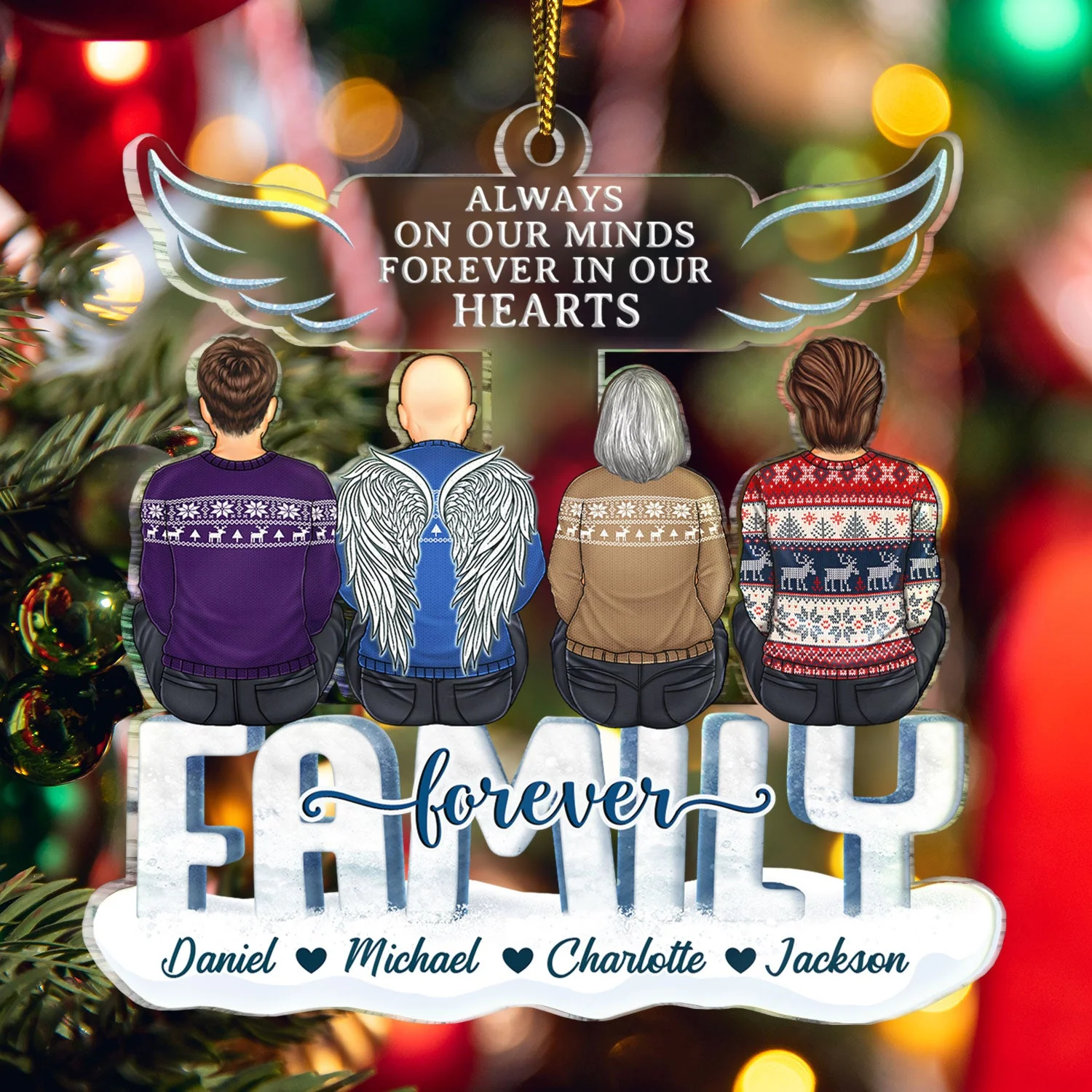 I Am Always With You Angle Wings - Christmas Memorial Gift For Family - Personalized Cutout Acrylic Ornament - Image 5
