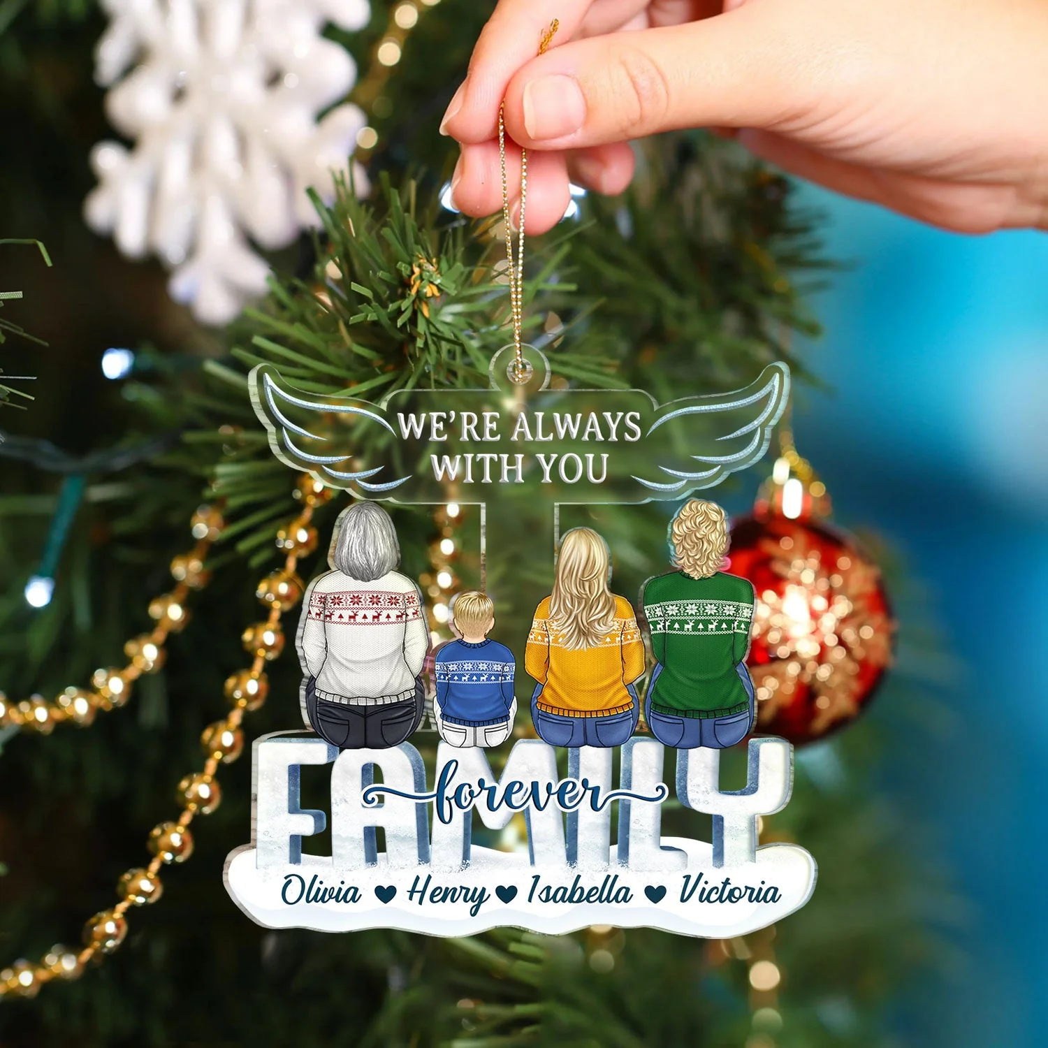 I Am Always With You - Christmas Memorial Gift For Family - Personalized Cutout Acrylic Ornament - Image 4
