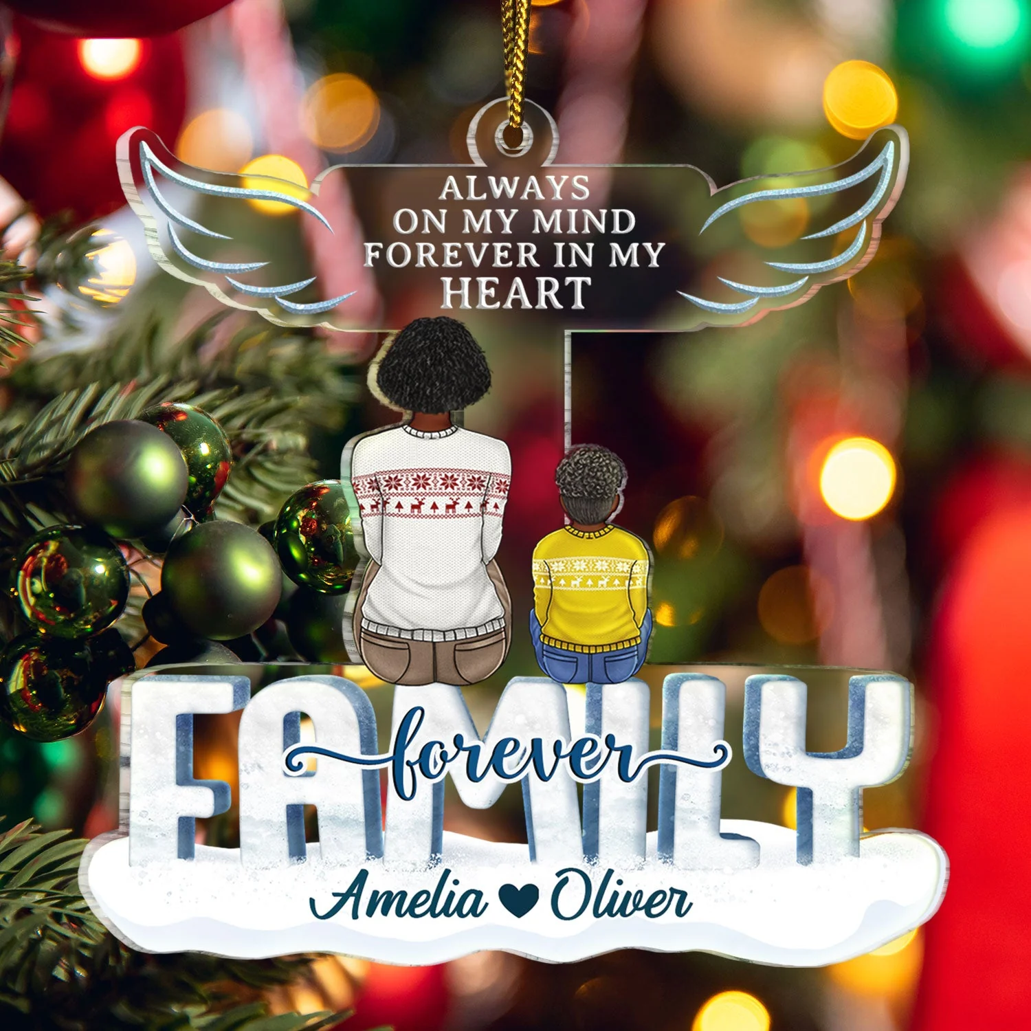 I Am Always With You - Christmas Memorial Gift For Family - Personalized Cutout Acrylic Ornament - Image 5