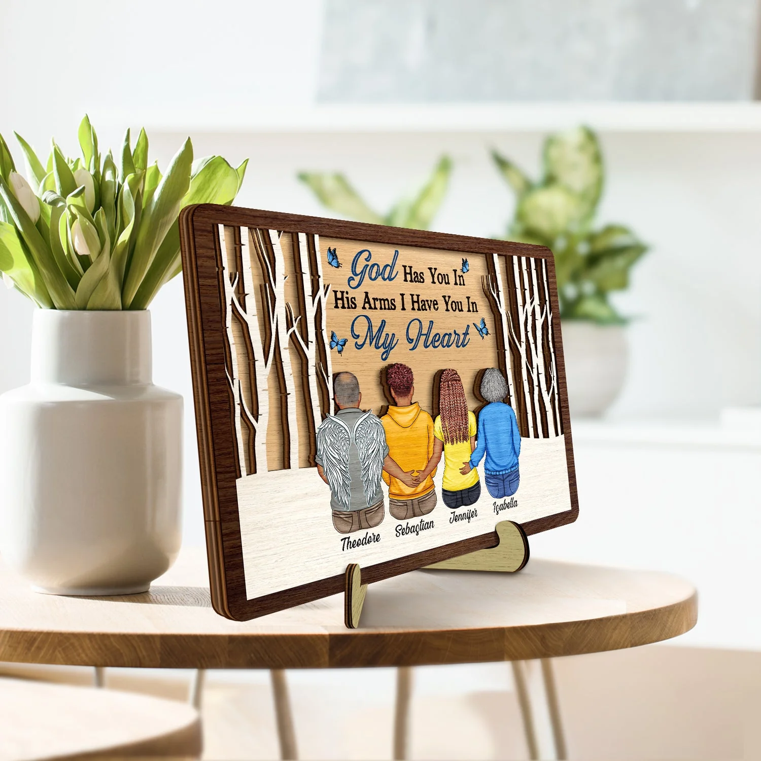 I Am Always With You - Memorial Gift For Family - Personalized 2-Layered Wooden Plaque With Stand - Image 3
