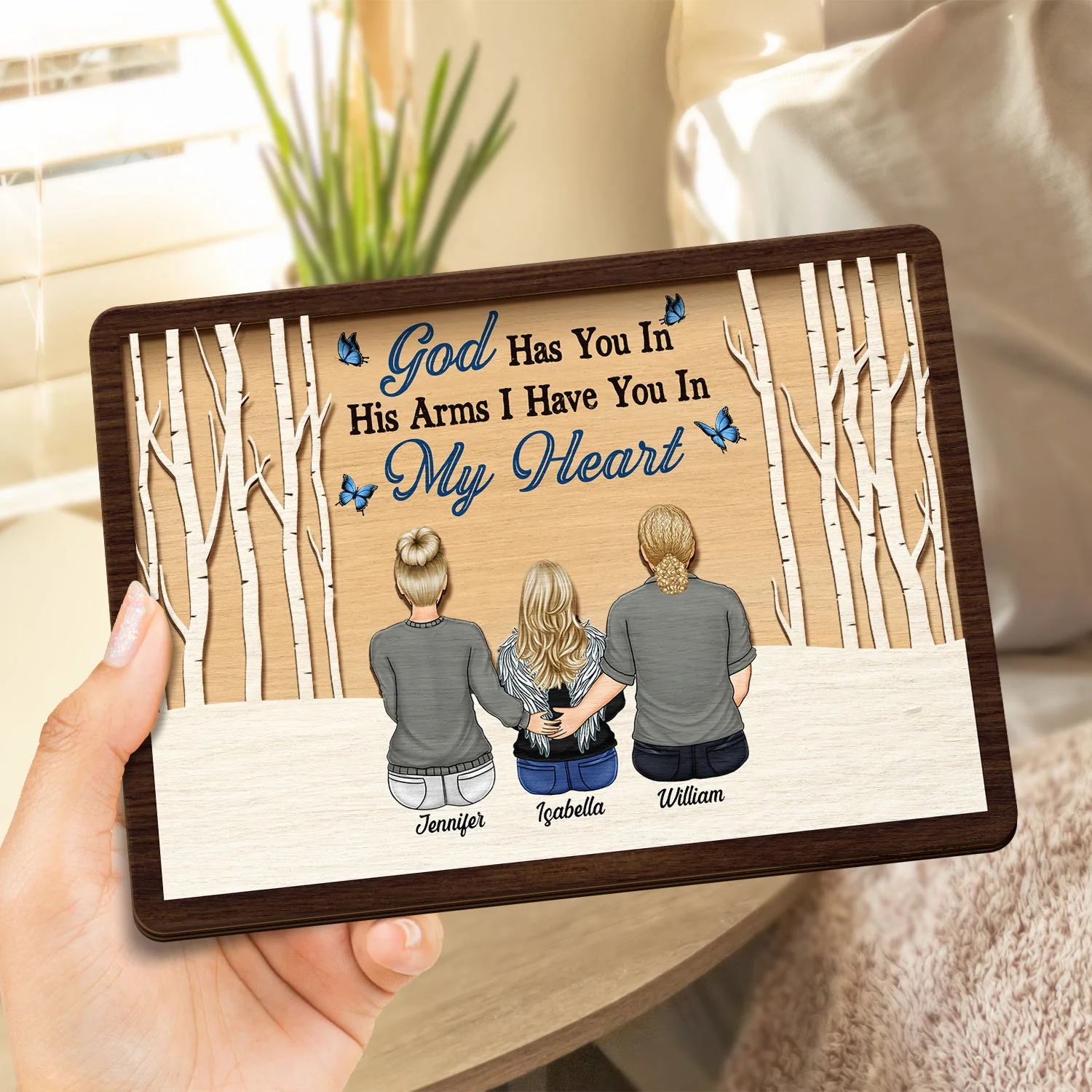 I Am Always With You - Memorial Gift For Family - Personalized 2-Layered Wooden Plaque With Stand - Image 4