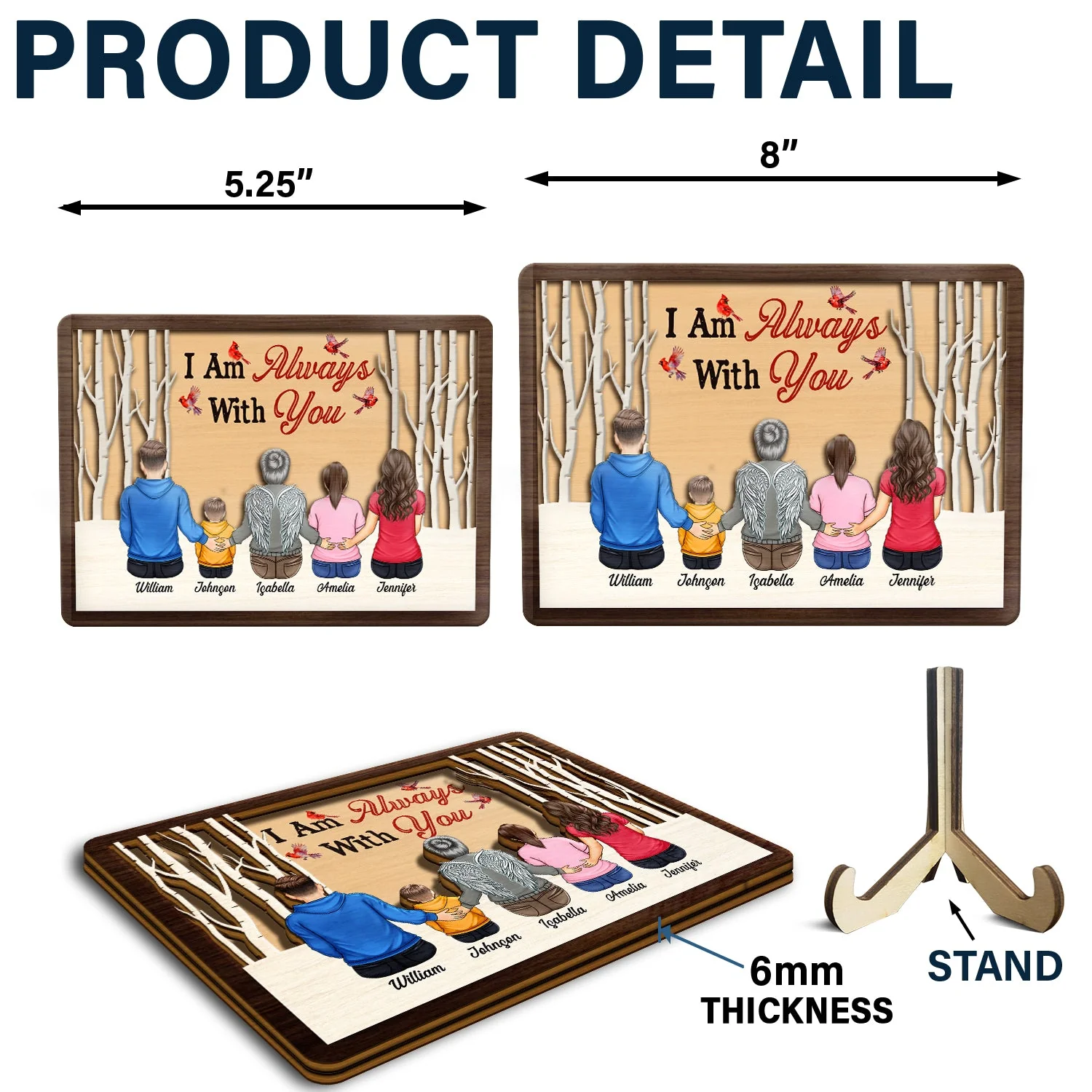 I Am Always With You - Memorial Gift For Family - Personalized 2-Layered Wooden Plaque With Stand - Image 5