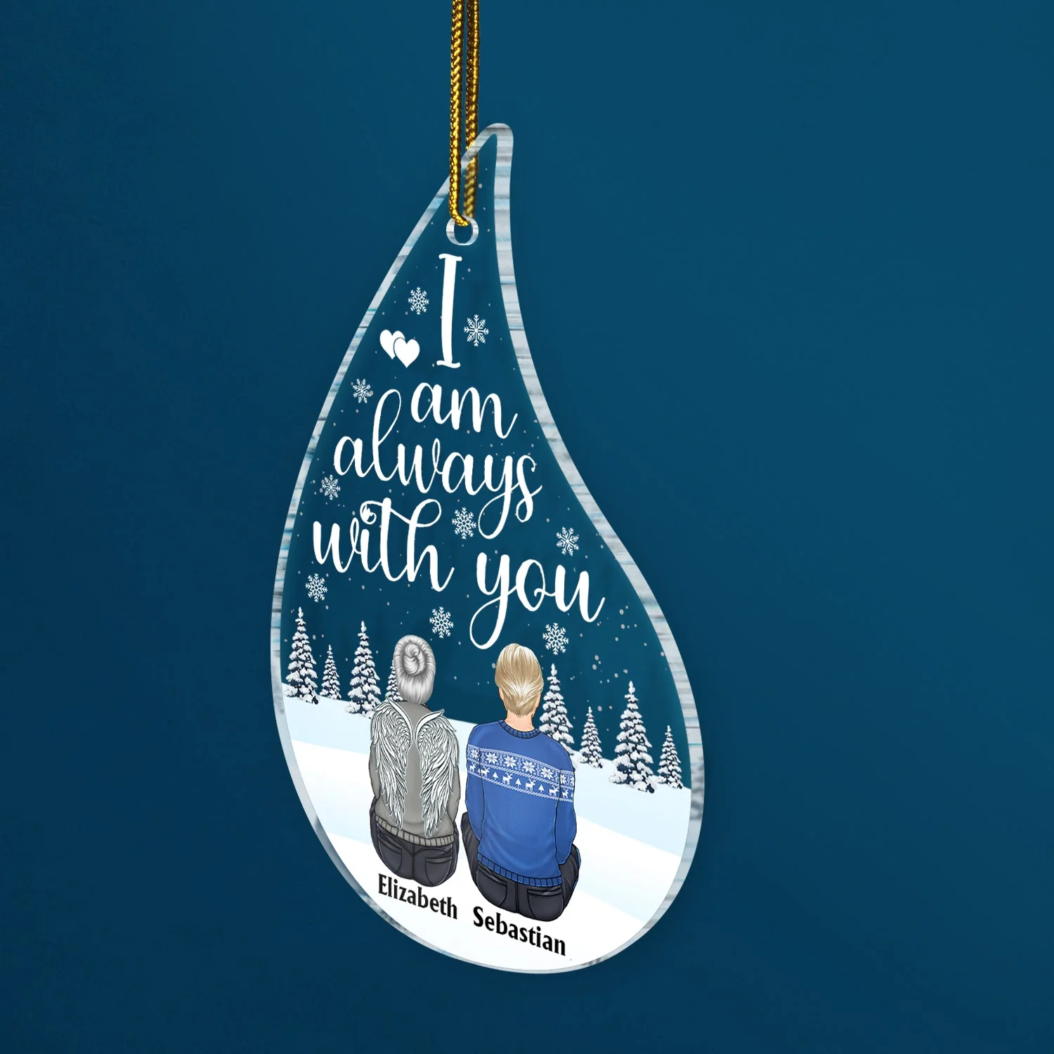 I Am Always With You Teardrop Shape - Christmas, Memorial Gift For Family - Personalized Custom Shaped Acrylic Ornament - Image 2