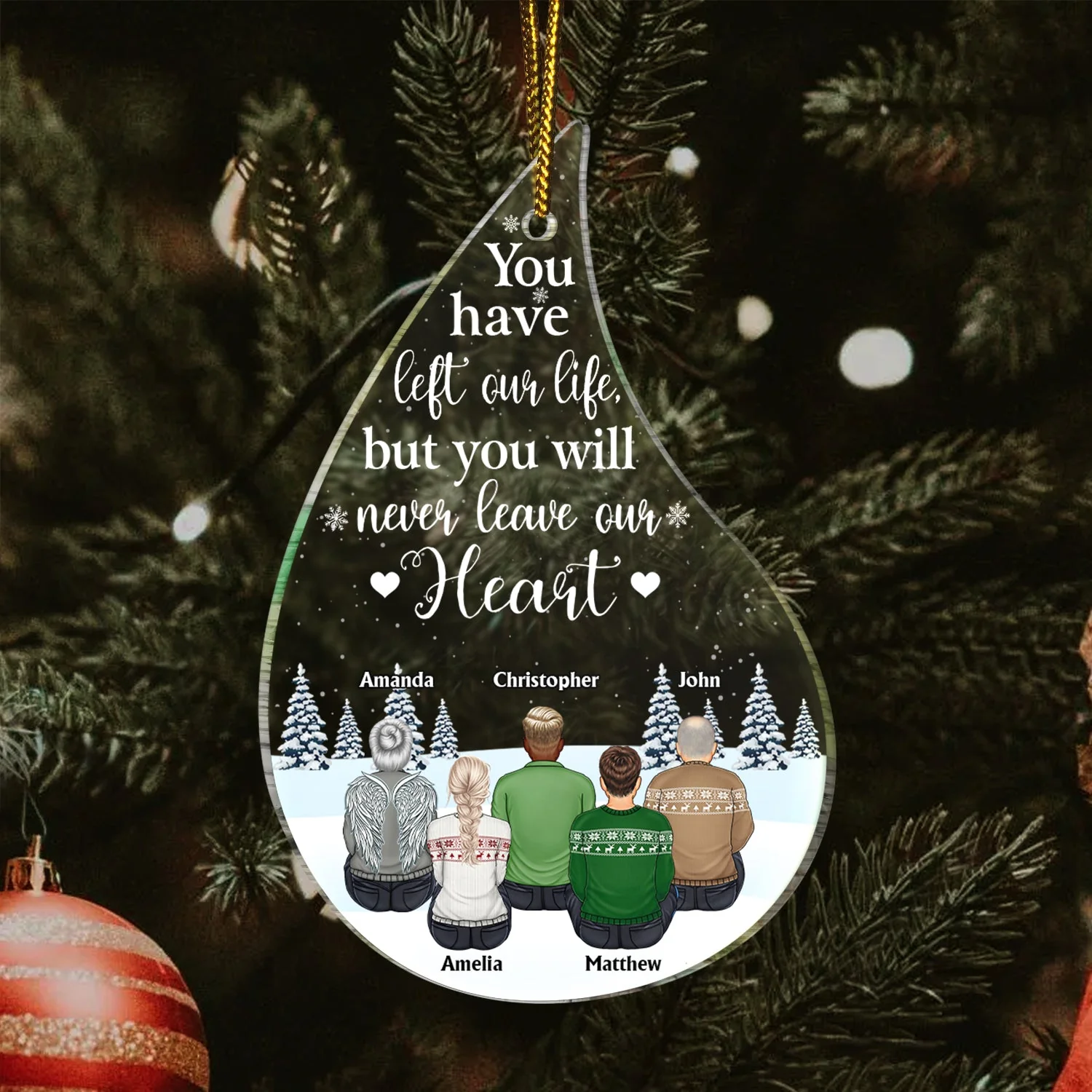 I Am Always With You Teardrop Shape - Christmas, Memorial Gift For Family - Personalized Custom Shaped Acrylic Ornament - Image 3