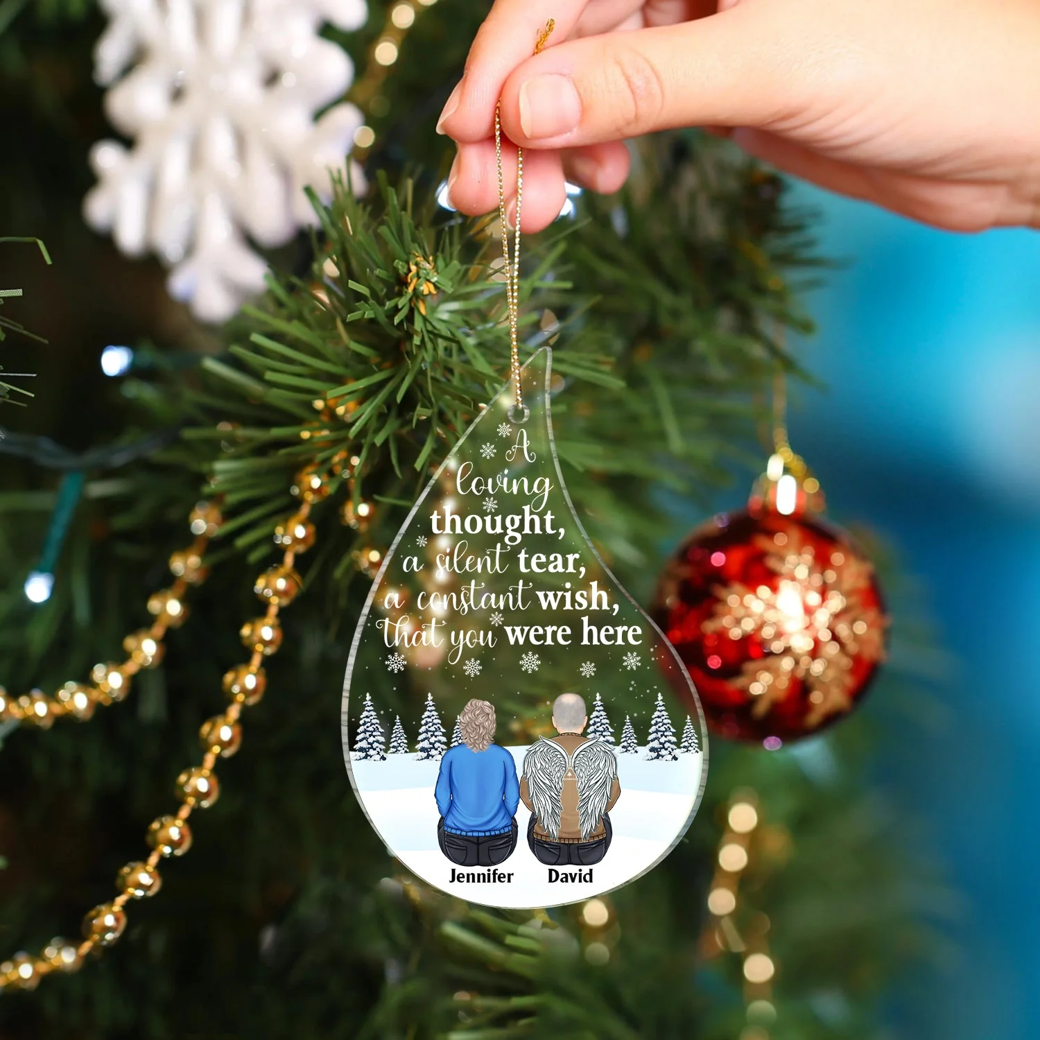 I Am Always With You Teardrop Shape - Christmas, Memorial Gift For Family - Personalized Custom Shaped Acrylic Ornament - Image 4