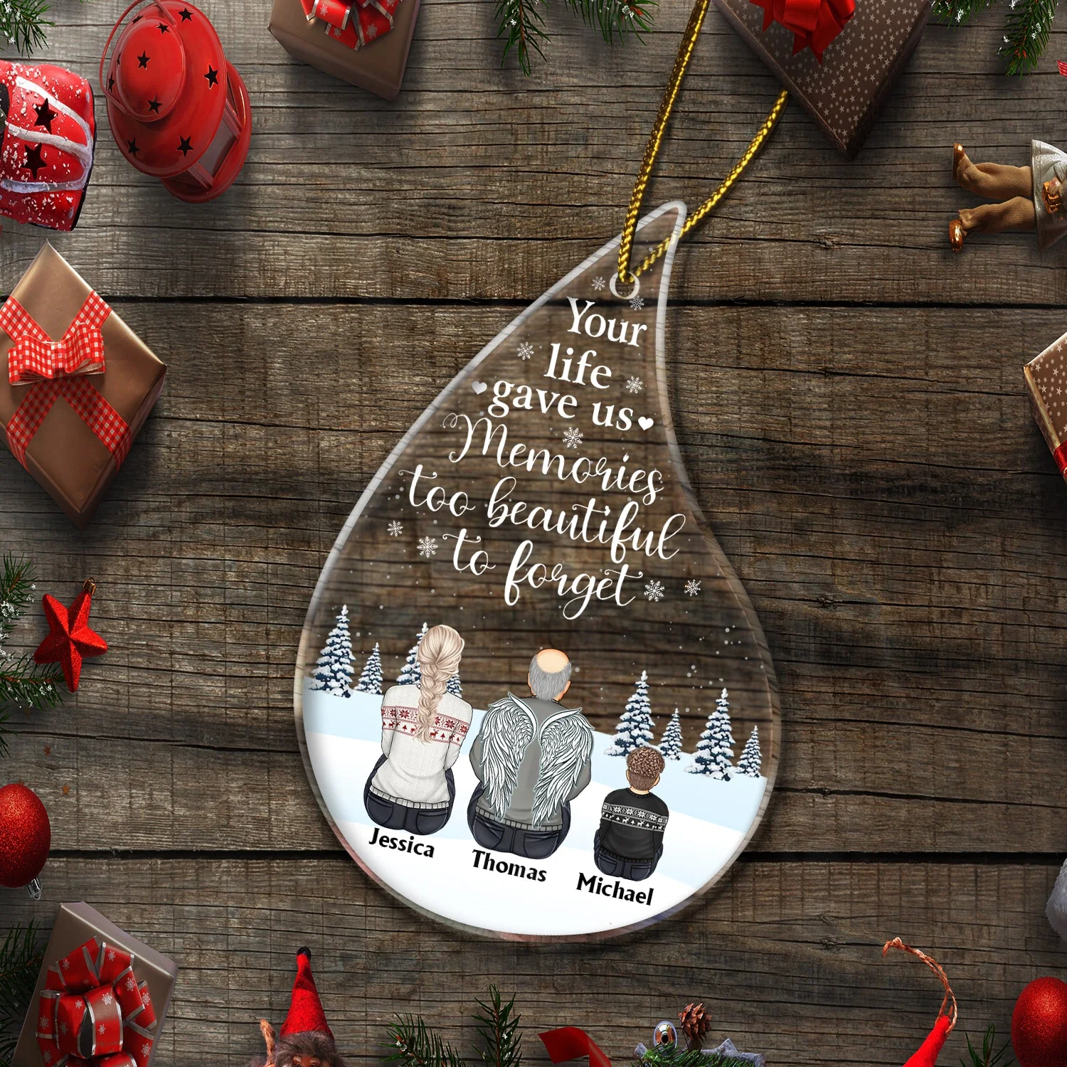 I Am Always With You Teardrop Shape - Christmas, Memorial Gift For Family With Kids - Personalized Custom Shaped Acrylic Ornament - Image 5