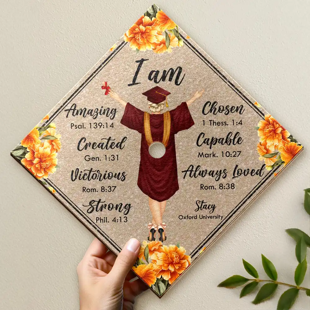 I Am Amazing Capable Strong - Personalized Graduation Cap Topper - Image 2