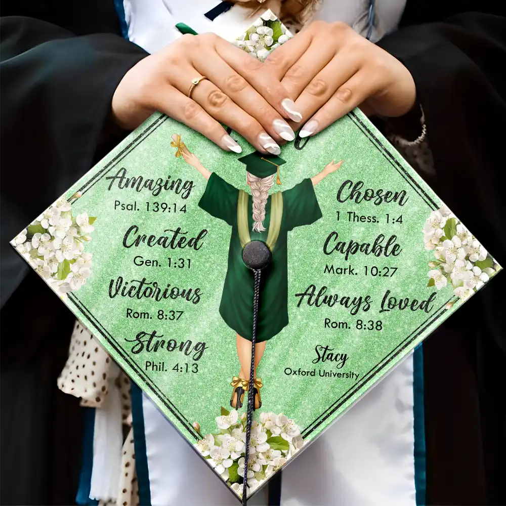 I Am Amazing Capable Strong - Personalized Graduation Cap Topper - Image 4