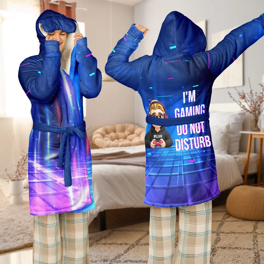 I Am Gaming Do Not Disturb 3D Effect Gamer - Personalized Hooded Robe