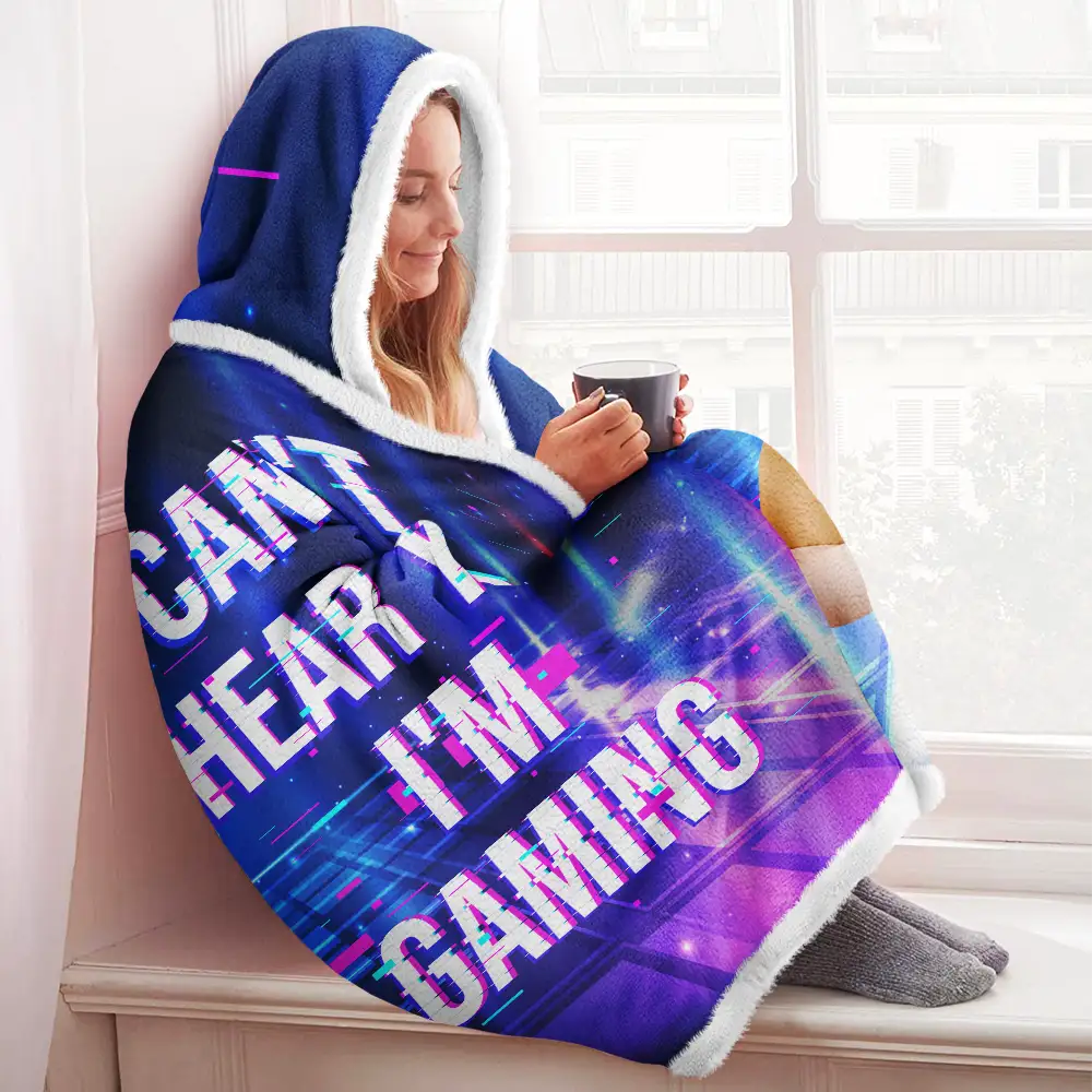 I Am Gaming Do Not Disturb 3D Effect Gamer - Personalized Wearable Hooded Blanket - Image 3