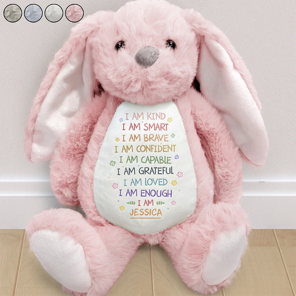 I Am Kind I Am Smart - Personalised Soft Toy Bunny