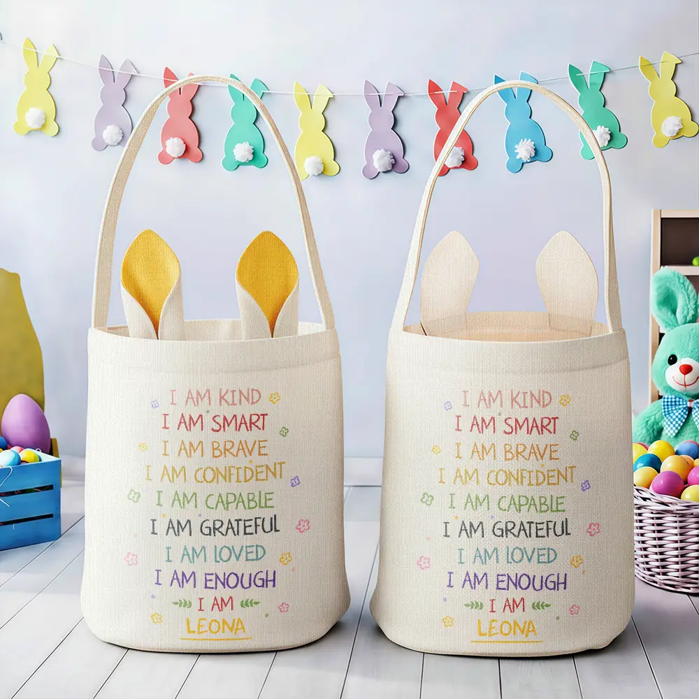 I Am Kind I Am Smart - Personalized Bunny Ears Bucket Bag - Image 3