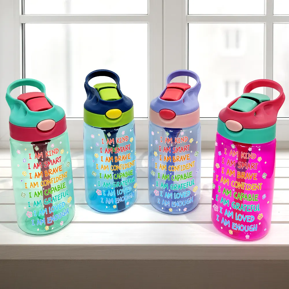 I Am Kind I Am Smart - Personalized Kids Water Bottle With Straw - Image 2