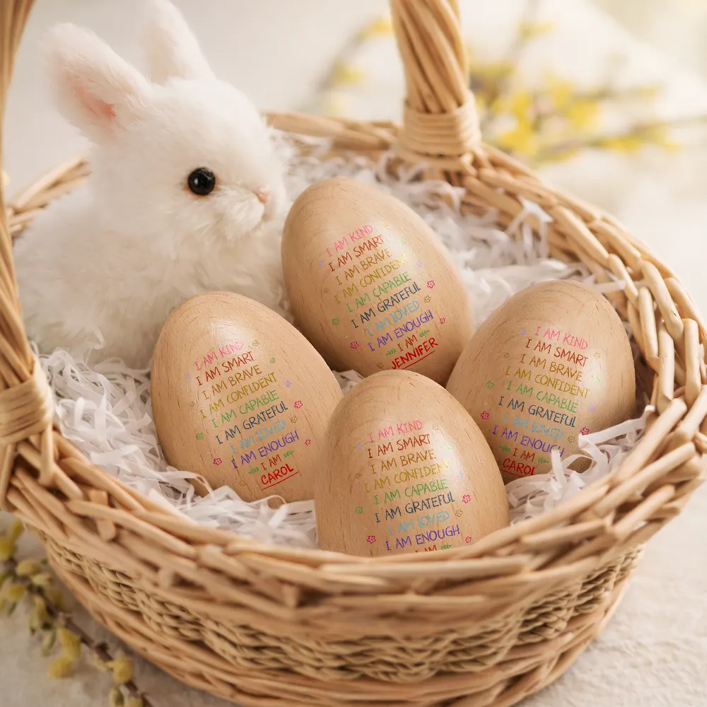 I Am Kind I Am Smart - Personalized Musical Wooden Easter Egg Shaker - Image 2