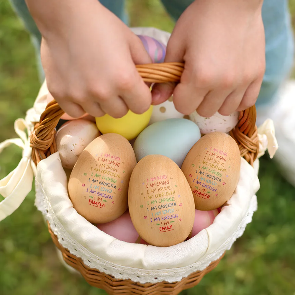 I Am Kind I Am Smart - Personalized Musical Wooden Easter Egg Shaker - Image 6