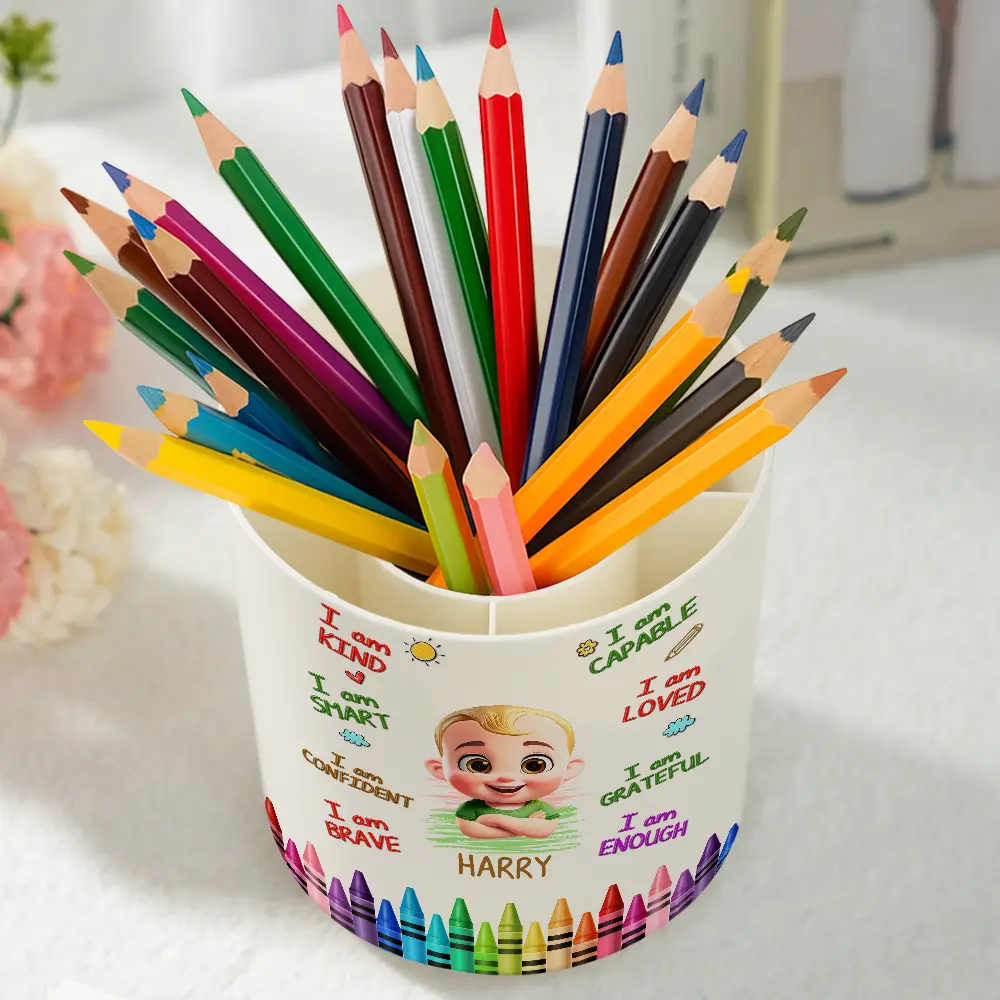I Am Kind I Am Smart - Personalized Rotating Pen Holder - Image 3