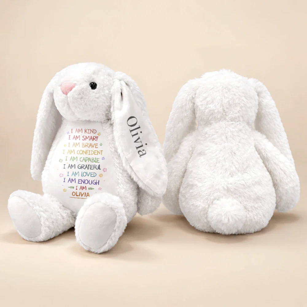 I Am Kind I Am Smart Rabbit With Name - Personalized Soft Toy Bunny - Image 4