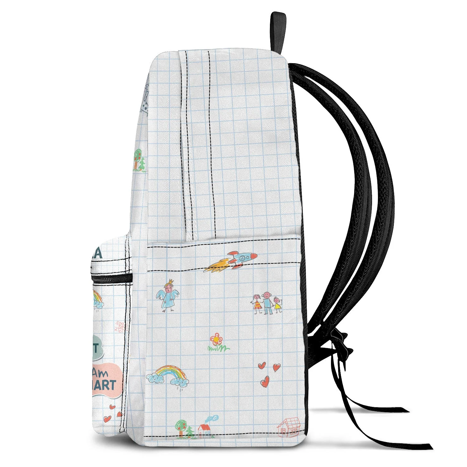 I Am Kind Smart Brave Affirmations - Gift For Kids, Back To School - Personalized Canvas Backpack - Image 3