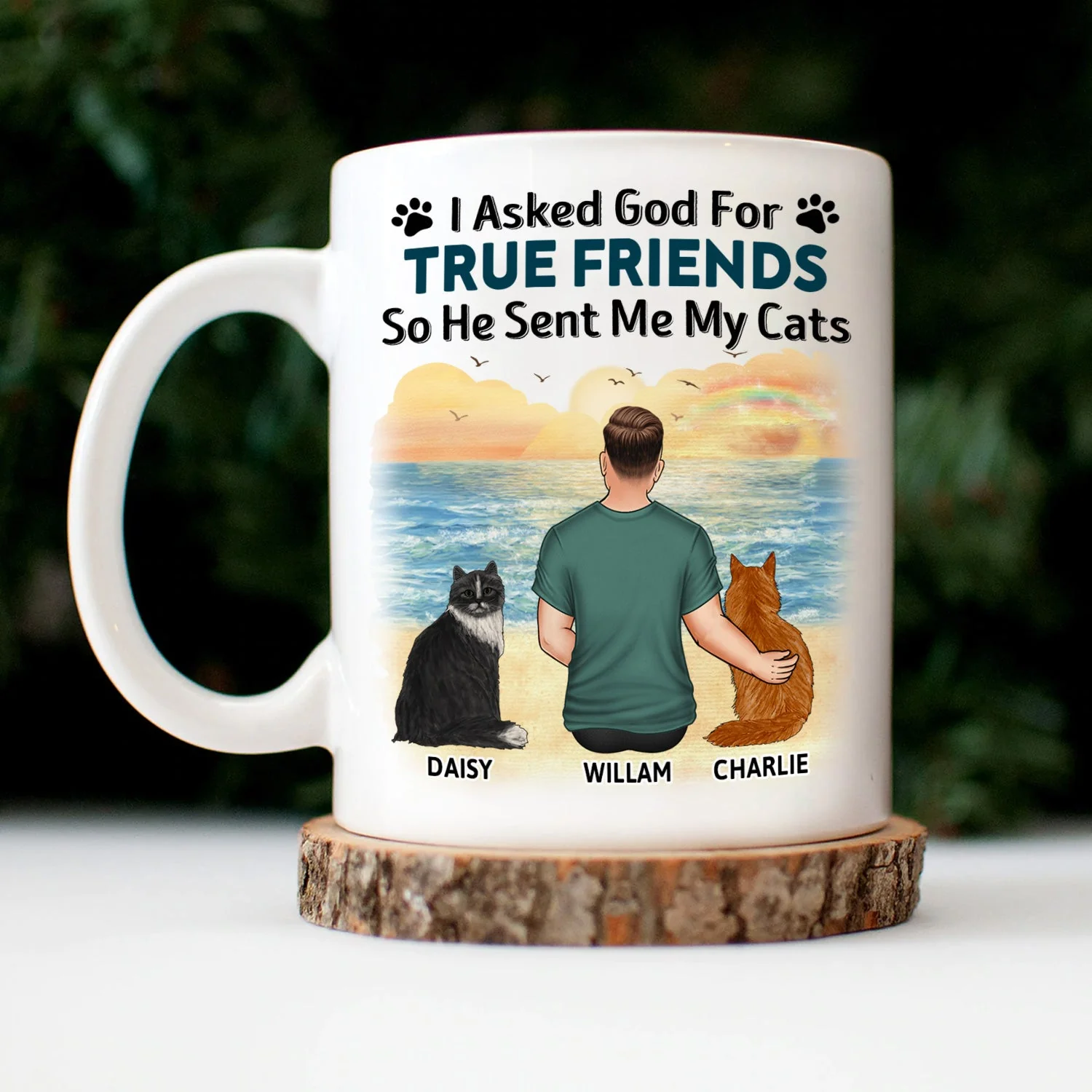 I Asked God For A True Friend - Gift For Cat Lovers, Cat Mom, Cat Dad - Personalized Mug - Image 3