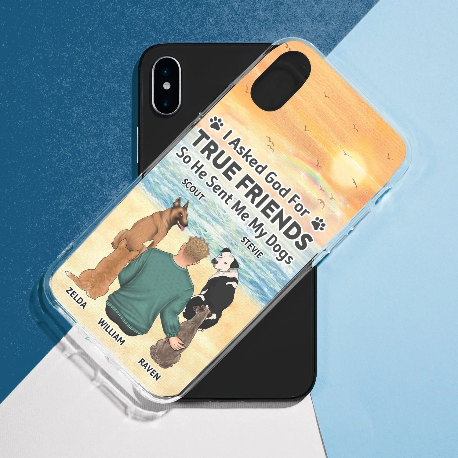 I Asked God For A True Friend - Gift For Dog Lovers, Dog Mom, Dog Dad - Personalized Clear Phone Case - Image 5