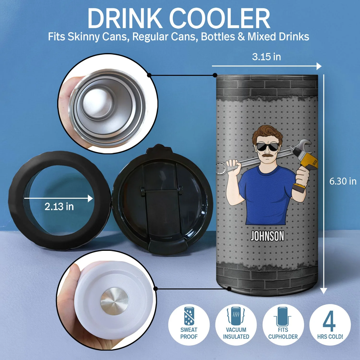 I Can't Fix Stupid But I Can Fix What Stupid Does - Gift For Dad, Father - Personalized Custom 4 In 1 Can Cooler Tumbler - Image 4