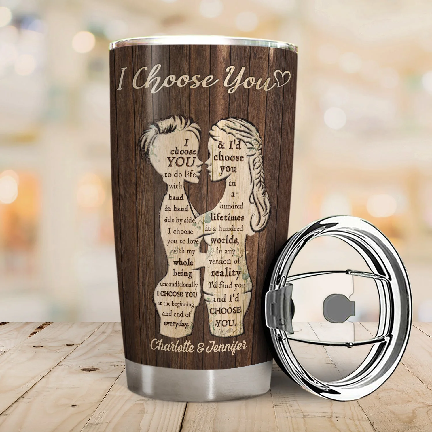 I Choose You - Anniversary Gift For Couples - Personalized Tumbler - Image 2
