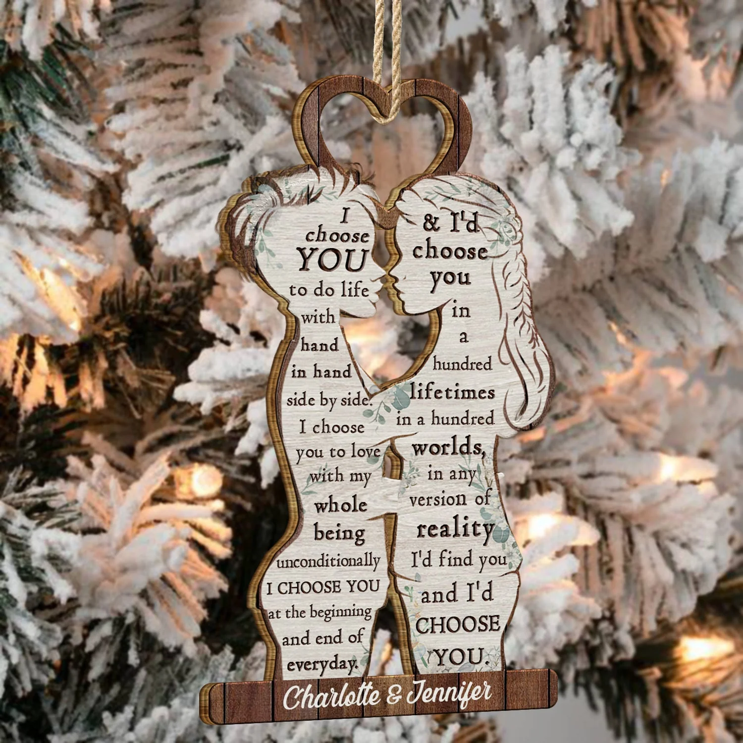 I Choose You - Christmas Gift For Couples - Personalized Wooden Cutout Ornament - Image 4