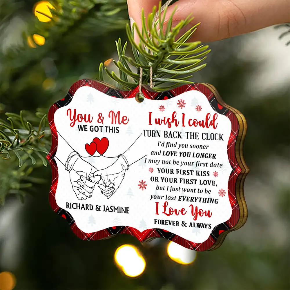 I Choose You To Do Life With Hand In Hand - Personalized Medallion Wooden Ornament - Image 2