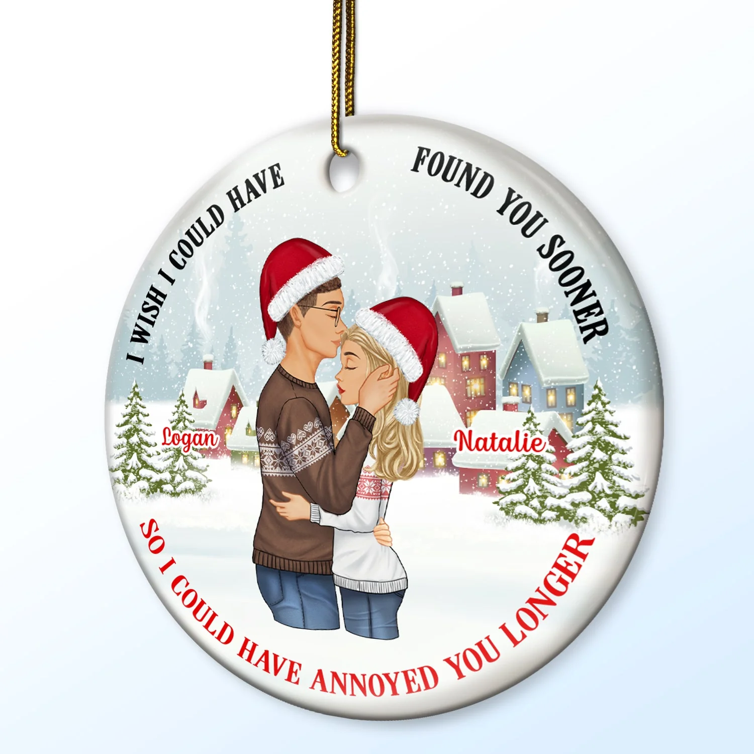 I Could Have Found You Sooner - Christmas, Gift For Couples - Personalized Circle Ceramic Ornament - Image 2